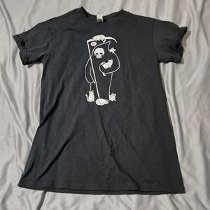Gildan “Death’s A Cat Person” Unisex T-Shirt Size Small In Black Grim Reaper Cat